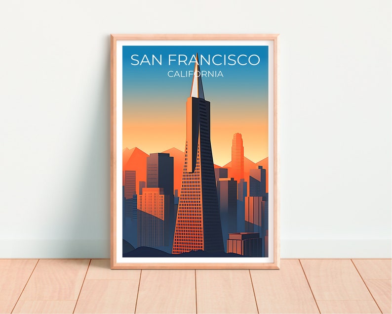 San Francisco Travel Poster, California Wall Art, California Print, Transamerica Pyramid Poster, City Poster, San Francisco Art