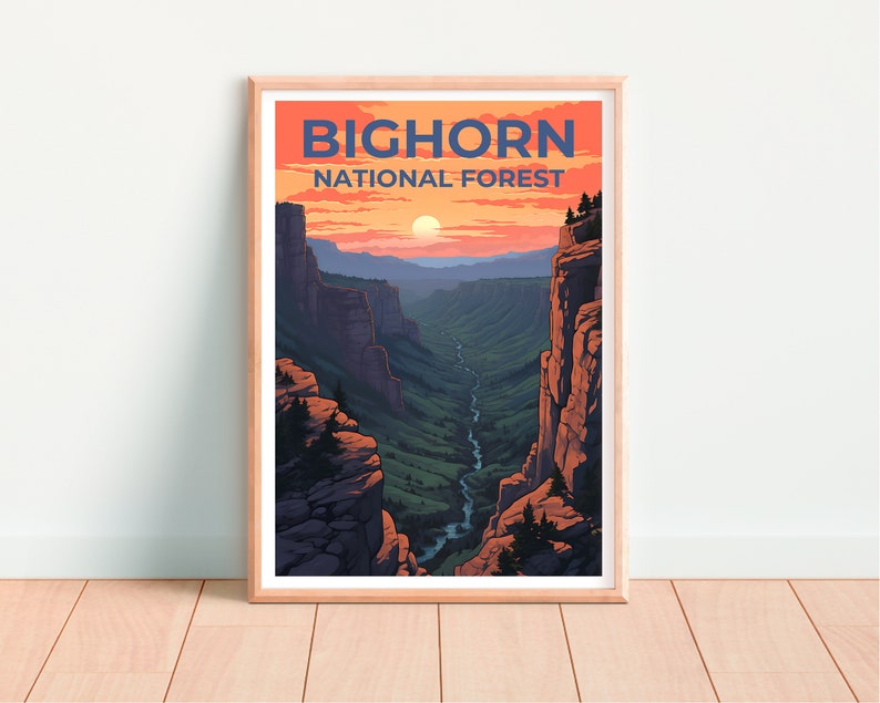 Bighorn Forest Reiseposter, Wyoming Wandkunst, Wyoming Druck, Bighorn Forest Poster, Wyoming Poster, Bighorn Forest Druck, Waldkunst