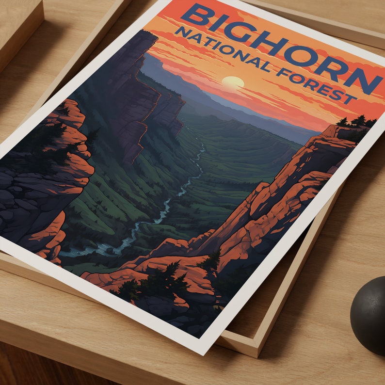 Bighorn Forest Reiseposter, Wyoming Wandkunst, Wyoming Druck, Bighorn Forest Poster, Wyoming Poster, Bighorn Forest Druck, Waldkunst