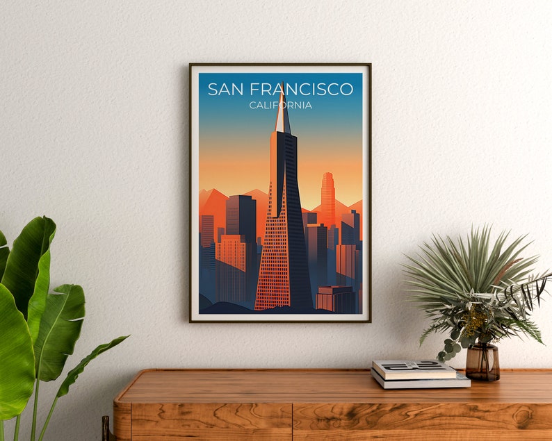 San Francisco Travel Poster, California Wall Art, California Print, Transamerica Pyramid Poster, City Poster, San Francisco Art