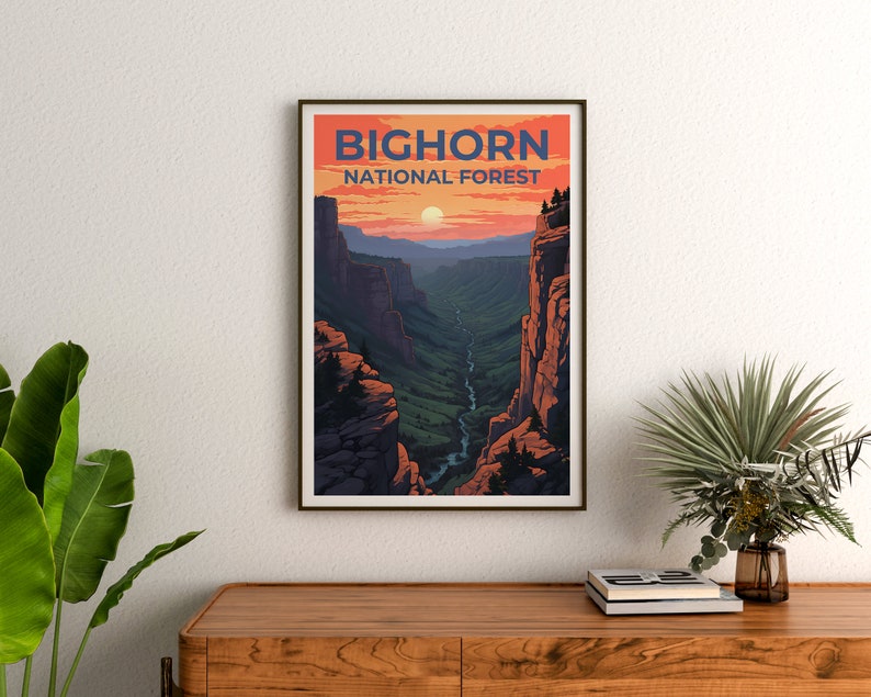 Bighorn Forest Reiseposter, Wyoming Wandkunst, Wyoming Druck, Bighorn Forest Poster, Wyoming Poster, Bighorn Forest Druck, Waldkunst