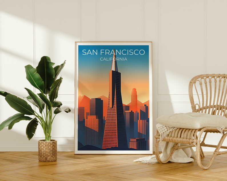 San Francisco Travel Poster, California Wall Art, California Print, Transamerica Pyramid Poster, City Poster, San Francisco Art