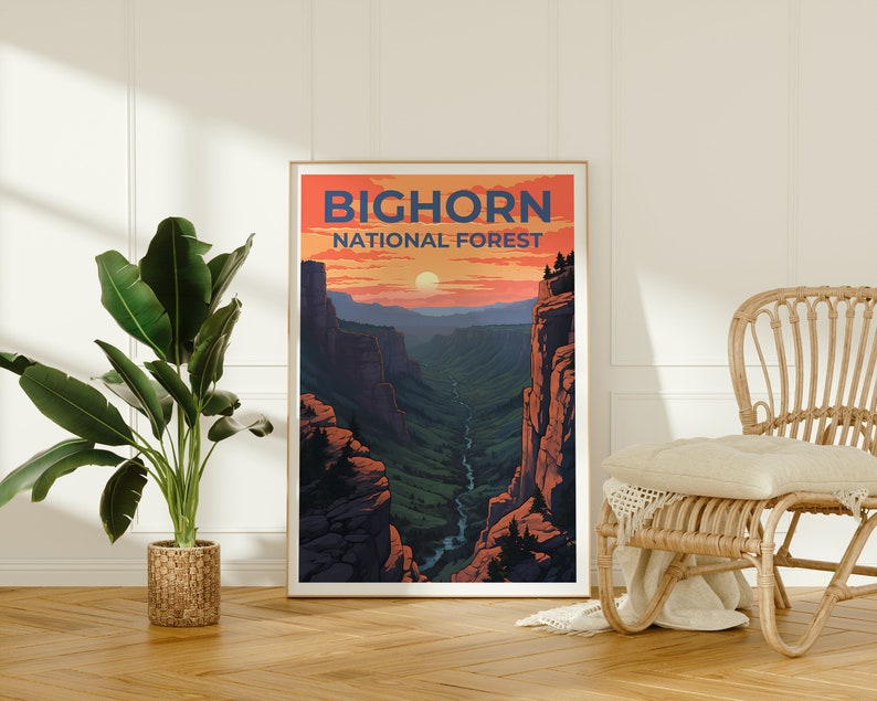 Bighorn Forest Reiseposter, Wyoming Wandkunst, Wyoming Druck, Bighorn Forest Poster, Wyoming Poster, Bighorn Forest Druck, Waldkunst