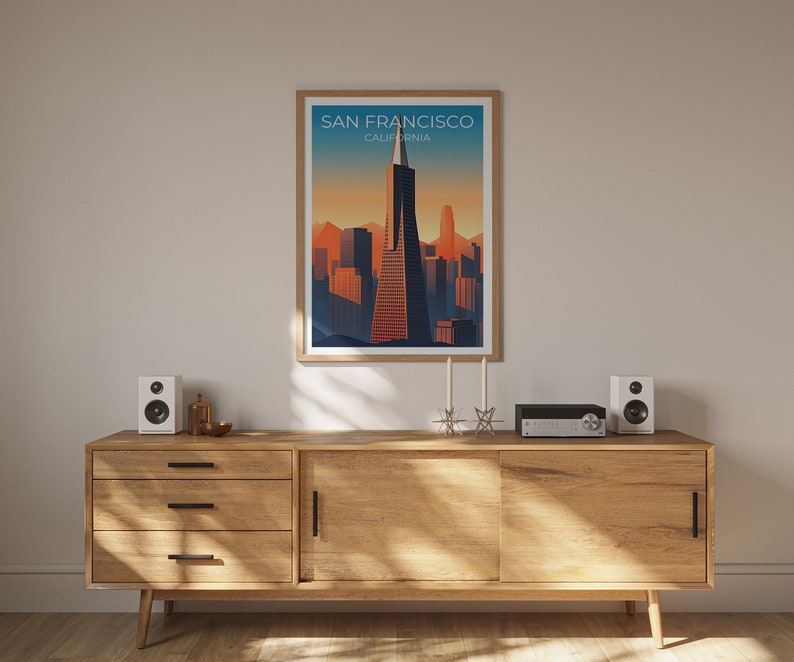 San Francisco Travel Poster, California Wall Art, California Print, Transamerica Pyramid Poster, City Poster, San Francisco Art