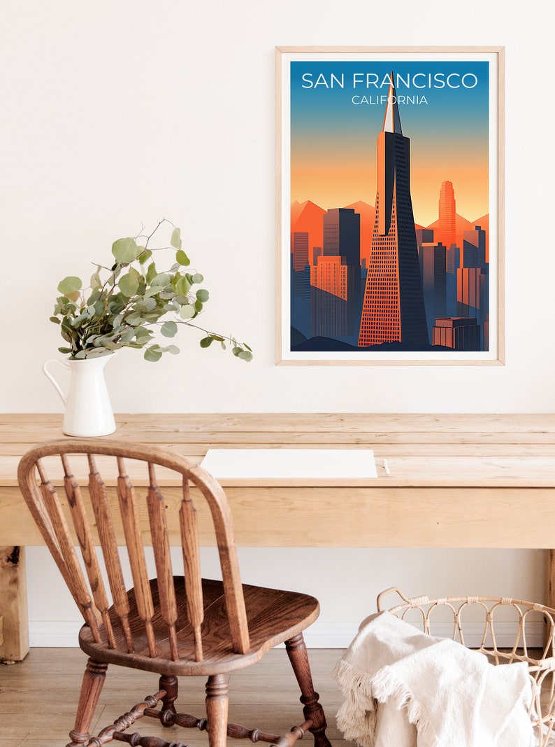 San Francisco Travel Poster, California Wall Art, California Print, Transamerica Pyramid Poster, City Poster, San Francisco Art