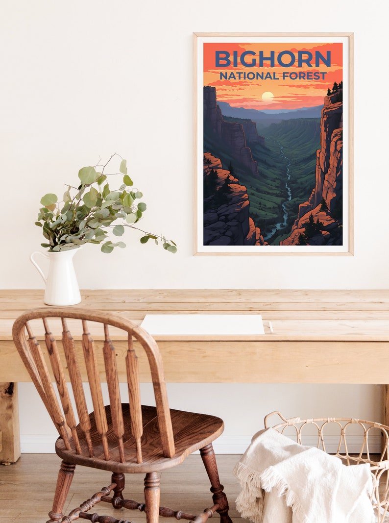 Bighorn Forest Reiseposter, Wyoming Wandkunst, Wyoming Druck, Bighorn Forest Poster, Wyoming Poster, Bighorn Forest Druck, Waldkunst