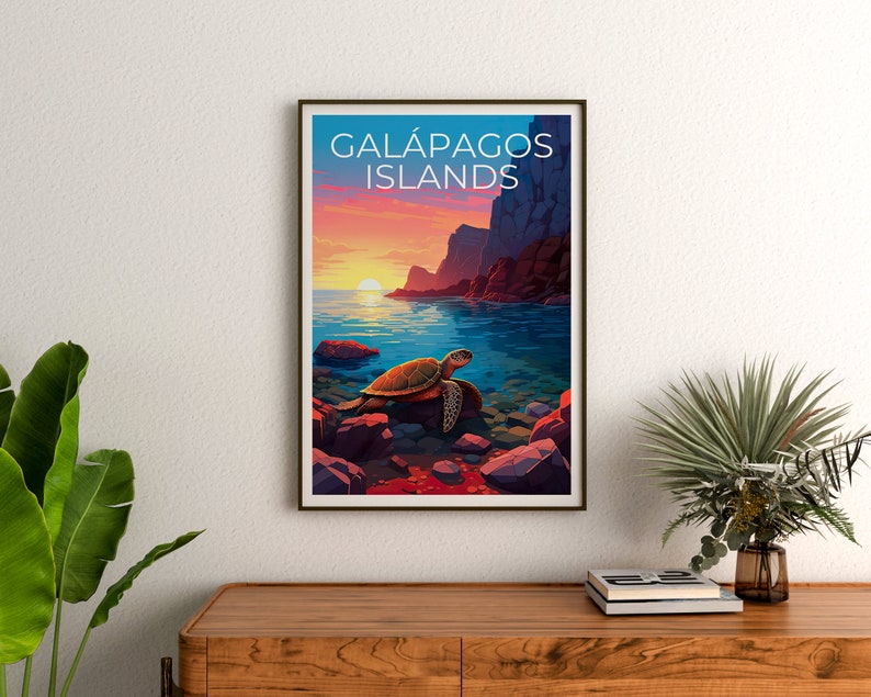 Galápagos Islands Poster, Galapagos Poster, Turtle Art, Turtle Print, Galápagos Islands Poster, Turtle Poster