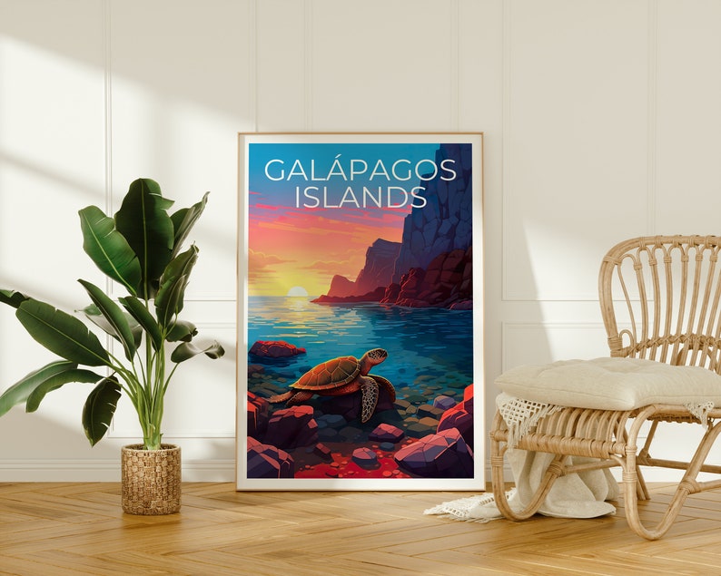 Galápagos Islands Poster, Galapagos Poster, Turtle Art, Turtle Print, Galápagos Islands Poster, Turtle Poster