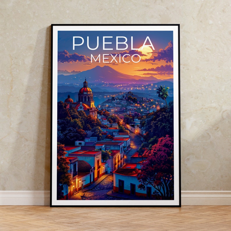 Puebla Poster, Puebla Print, Mexico Poster, Mexico Print, Puebla Travel Poster, Mexico Art, Puebla Art