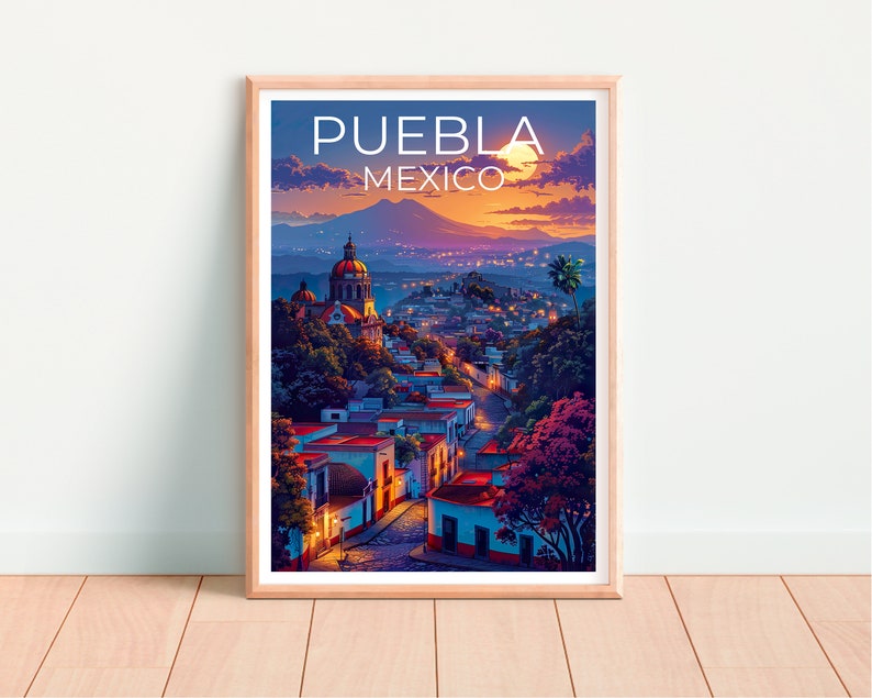Puebla Poster, Puebla Print, Mexico Poster, Mexico Print, Puebla Travel Poster, Mexico Art, Puebla Art