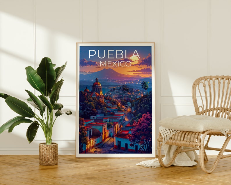 Puebla Poster, Puebla Print, Mexico Poster, Mexico Print, Puebla Travel Poster, Mexico Art, Puebla Art