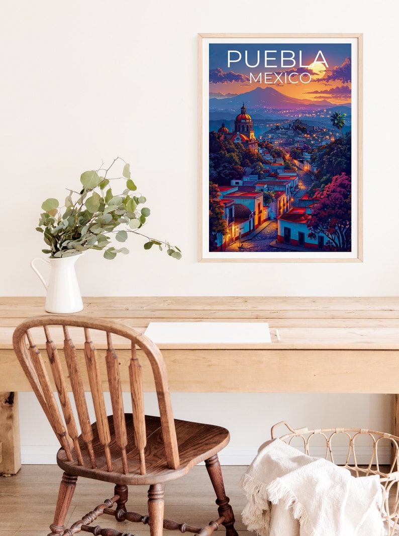 Puebla Poster, Puebla Print, Mexico Poster, Mexico Print, Puebla Travel Poster, Mexico Art, Puebla Art