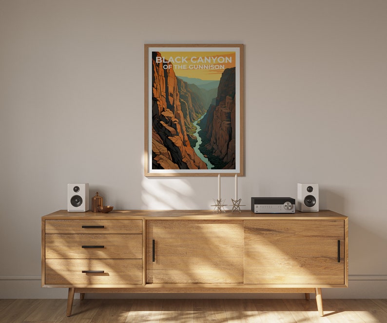 Affiche de voyage Black Canyon of the Gunnison, art mural du Colorado, impression du Colorado, affiche Black Canyon of the Gunnison, affiche du Colorado