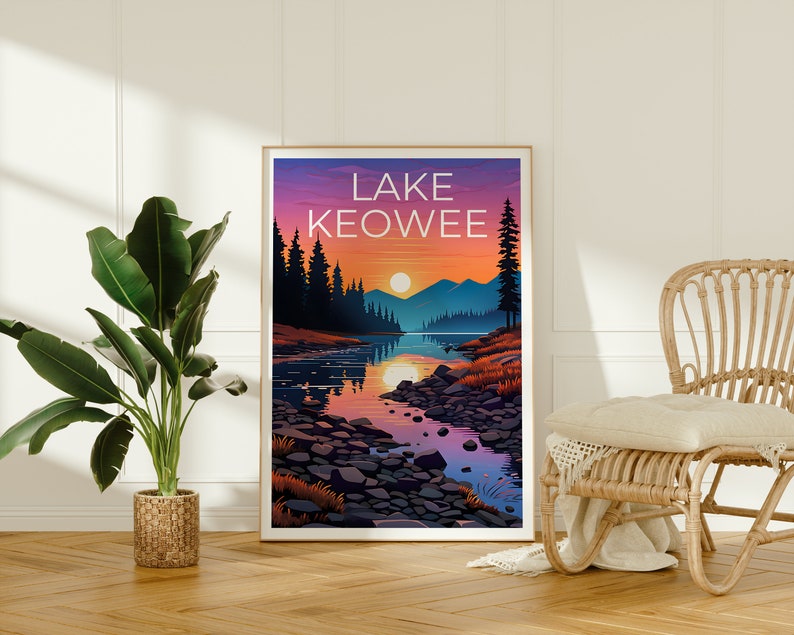 Lake Keowee Poster, Lake Keowee Print, South Carolina Art, South Carolina Print, Lake Keowee Travel Poster, Lake Poster, South Carolina Gift