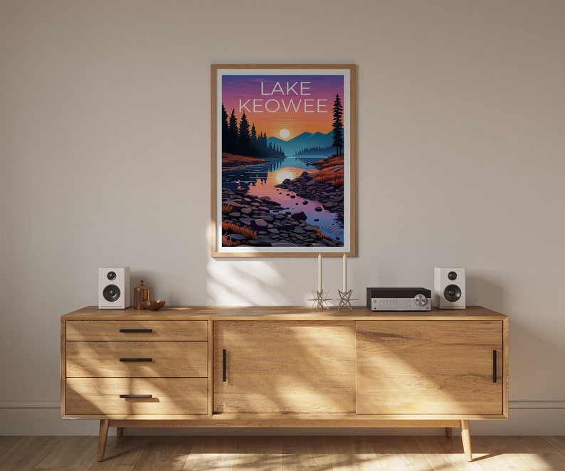 Lake Keowee Poster, Lake Keowee Print, South Carolina Art, South Carolina Print, Lake Keowee Travel Poster, Lake Poster, South Carolina Gift