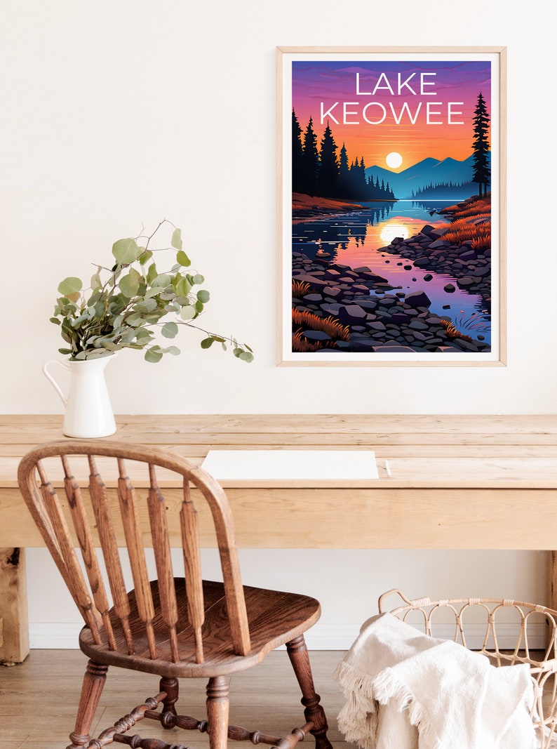 Lake Keowee Poster, Lake Keowee Print, South Carolina Art, South Carolina Print, Lake Keowee Travel Poster, Lake Poster, South Carolina Gift