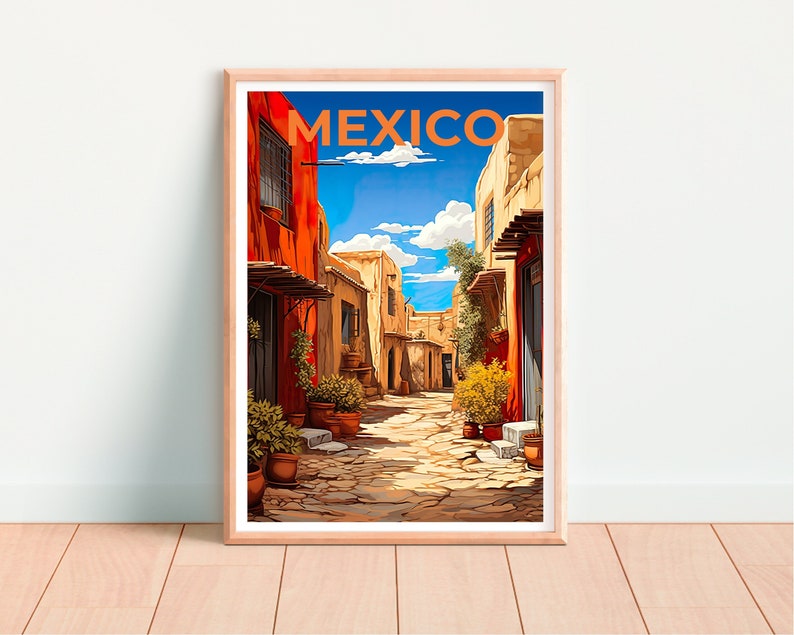 Mexiko Reiseposter, Pueblo Wandkunst, Pueblo Druck, Mexiko Poster, Pueblo Poster, Stadt Poster, Mexiko Kunst