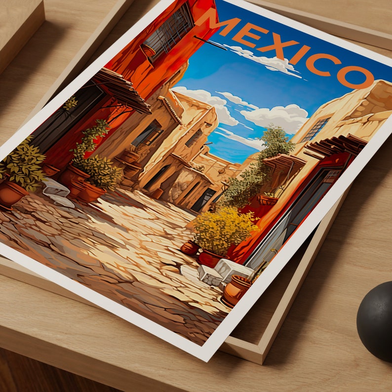 Mexiko Reiseposter, Pueblo Wandkunst, Pueblo Druck, Mexiko Poster, Pueblo Poster, Stadt Poster, Mexiko Kunst