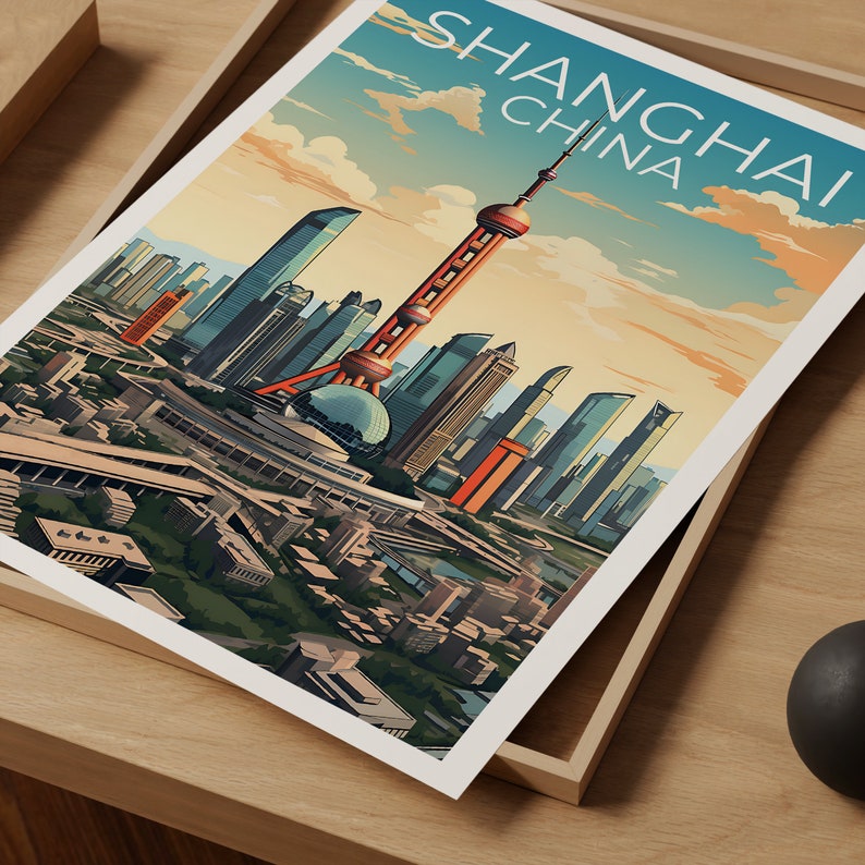 Shanghai Travel Poster, China Wall Art, China Print, Shanghai Poster, China Poster, City Poster, Shanghai Art