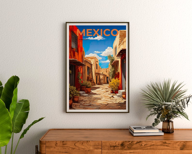 Mexiko Reiseposter, Pueblo Wandkunst, Pueblo Druck, Mexiko Poster, Pueblo Poster, Stadt Poster, Mexiko Kunst