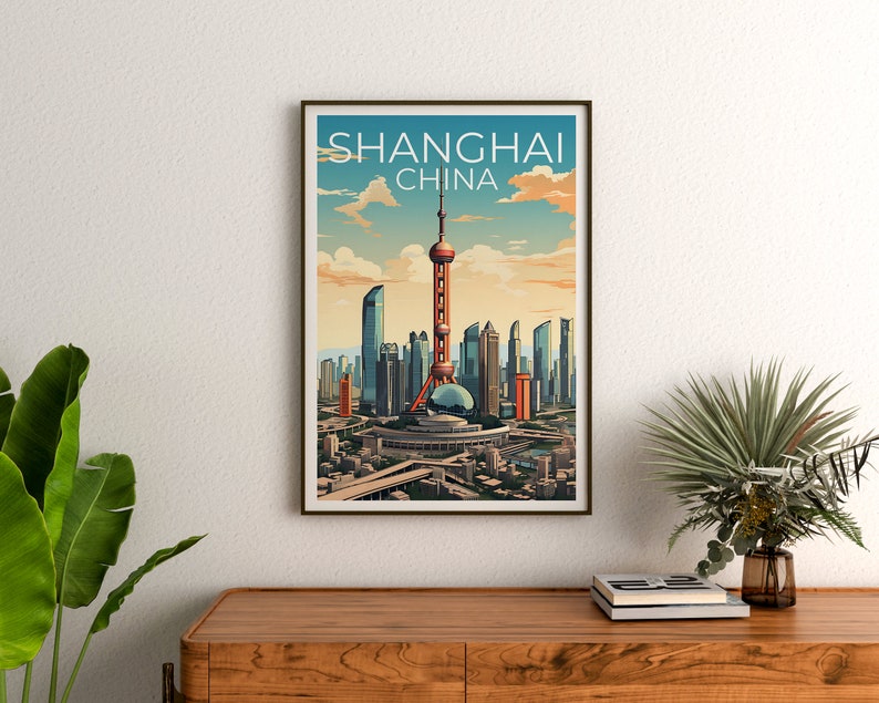 Shanghai Travel Poster, China Wall Art, China Print, Shanghai Poster, China Poster, City Poster, Shanghai Art