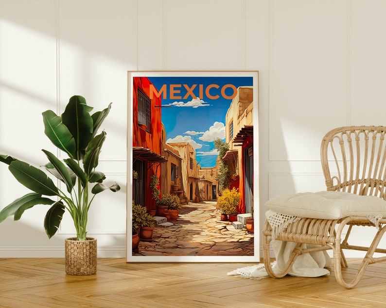 Mexiko Reiseposter, Pueblo Wandkunst, Pueblo Druck, Mexiko Poster, Pueblo Poster, Stadt Poster, Mexiko Kunst