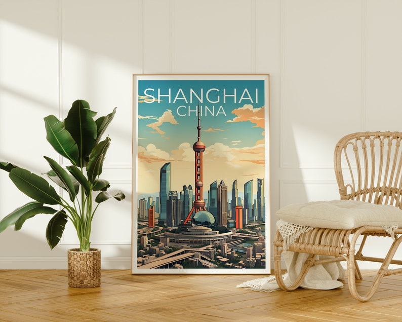 Shanghai Travel Poster, China Wall Art, China Print, Shanghai Poster, China Poster, City Poster, Shanghai Art