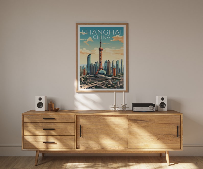 Shanghai Travel Poster, China Wall Art, China Print, Shanghai Poster, China Poster, City Poster, Shanghai Art