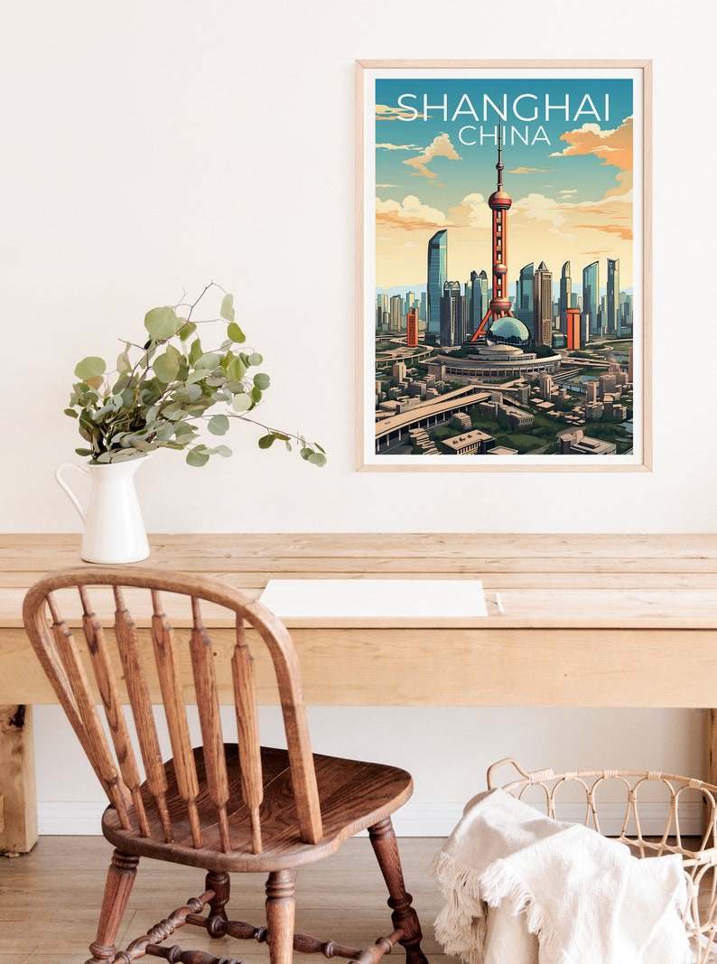 Shanghai Travel Poster, China Wall Art, China Print, Shanghai Poster, China Poster, City Poster, Shanghai Art