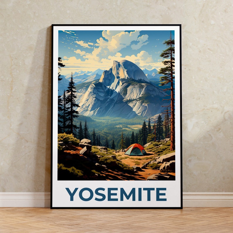 Affiche de voyage Yosemite, Art mural Half Dome, Impression Half Dome, Affiche Yosemite, Affiche Half Dome, Affiche Californie, Art Yosemite