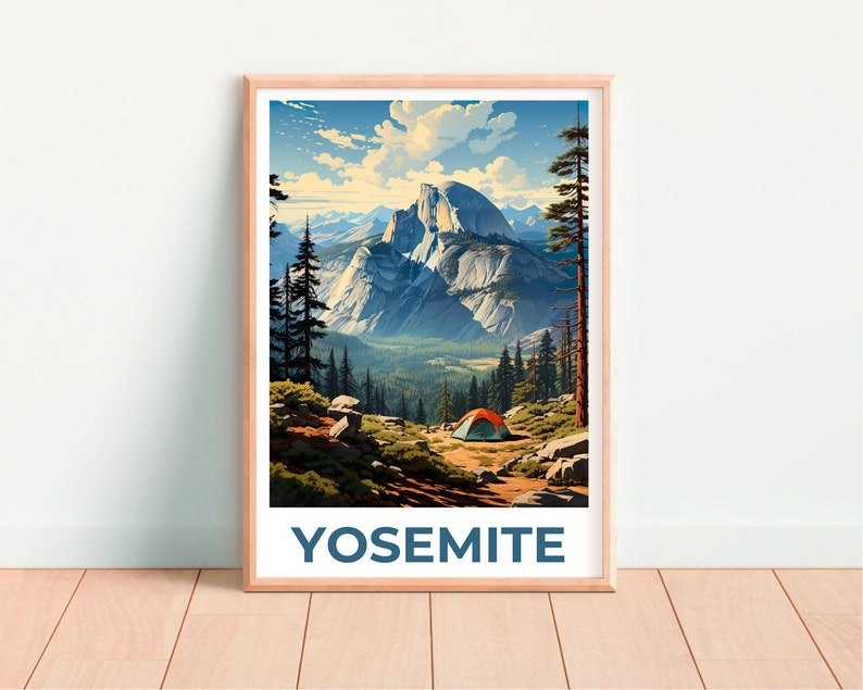Affiche de voyage Yosemite, Art mural Half Dome, Impression Half Dome, Affiche Yosemite, Affiche Half Dome, Affiche Californie, Art Yosemite