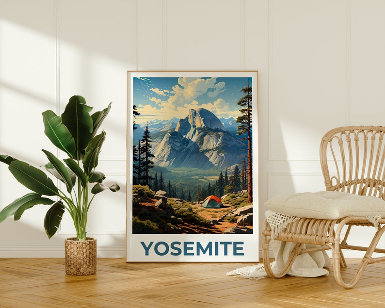 Affiche de voyage Yosemite, Art mural Half Dome, Impression Half Dome, Affiche Yosemite, Affiche Half Dome, Affiche Californie, Art Yosemite