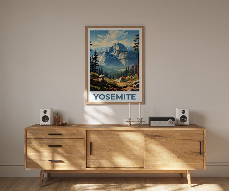 Affiche de voyage Yosemite, Art mural Half Dome, Impression Half Dome, Affiche Yosemite, Affiche Half Dome, Affiche Californie, Art Yosemite