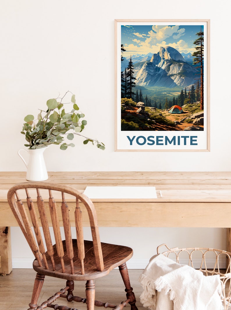 Affiche de voyage Yosemite, Art mural Half Dome, Impression Half Dome, Affiche Yosemite, Affiche Half Dome, Affiche Californie, Art Yosemite