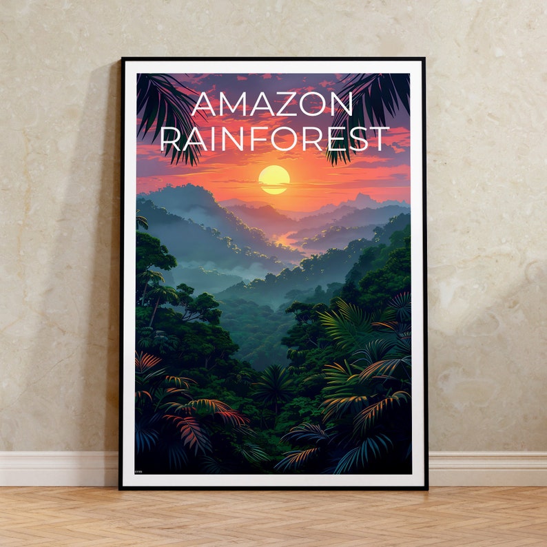 Amazon Poster, Amazon Print, Brazil Art, Brazil Print, Amazon Rainforest Travel Poster, Forest Poster, Amazon Art