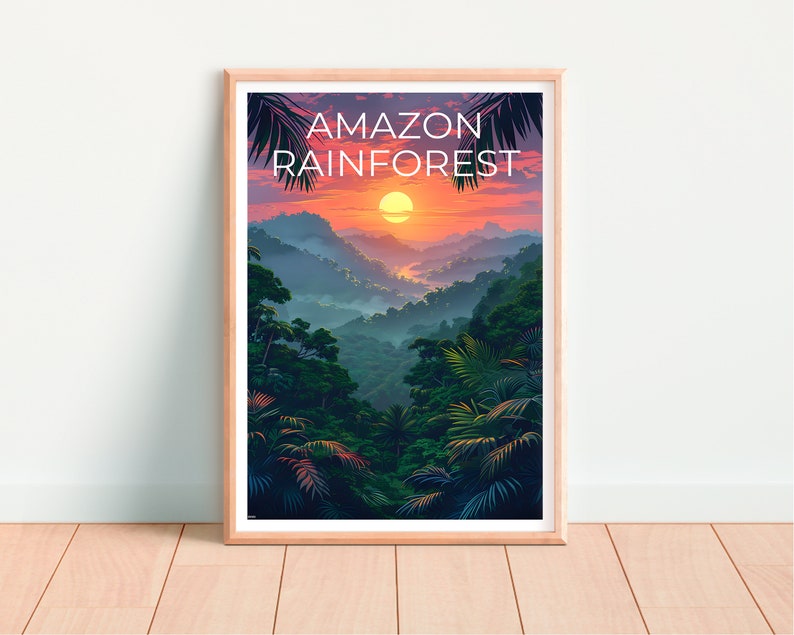 Amazon Poster, Amazon Print, Brazil Art, Brazil Print, Amazon Rainforest Travel Poster, Forest Poster, Amazon Art