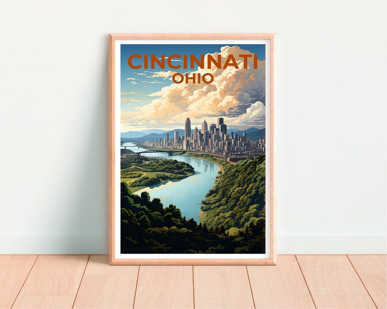 Cincinnati Travel Poster, Ohio Wall Art, Ohio Print, Cincinnati Poster, Cincinnati Poster, City Poster, Cincinnati Art