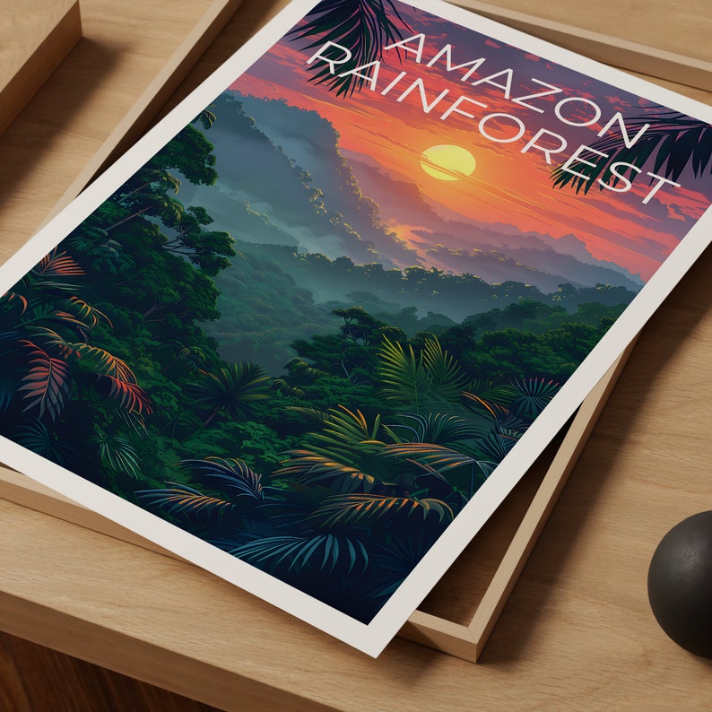 Amazon Poster, Amazon Print, Brazil Art, Brazil Print, Amazon Rainforest Travel Poster, Forest Poster, Amazon Art