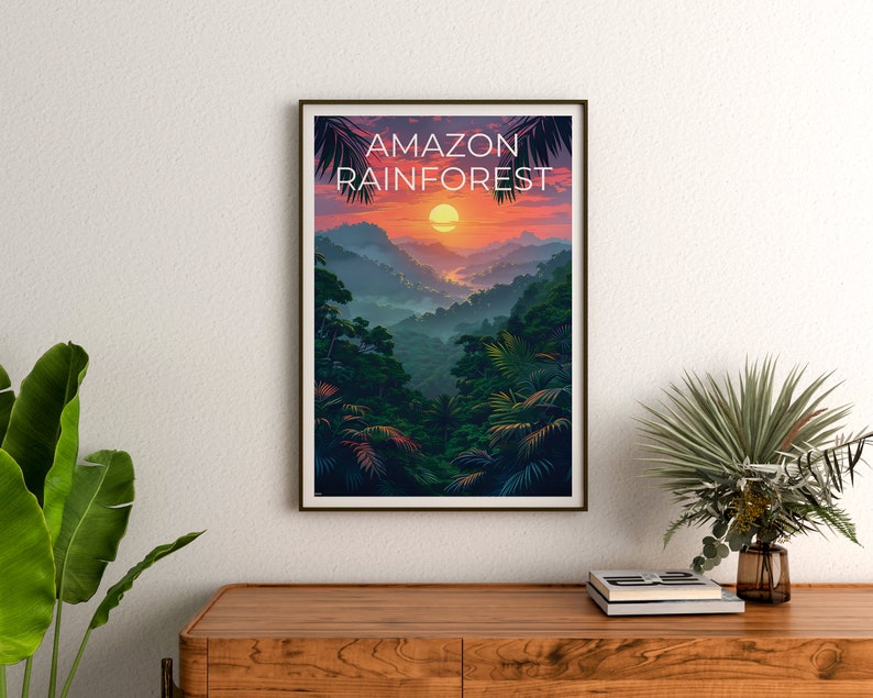 Amazon Poster, Amazon Print, Brazil Art, Brazil Print, Amazon Rainforest Travel Poster, Forest Poster, Amazon Art