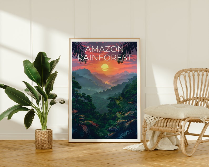 Amazon Poster, Amazon Print, Brazil Art, Brazil Print, Amazon Rainforest Travel Poster, Forest Poster, Amazon Art