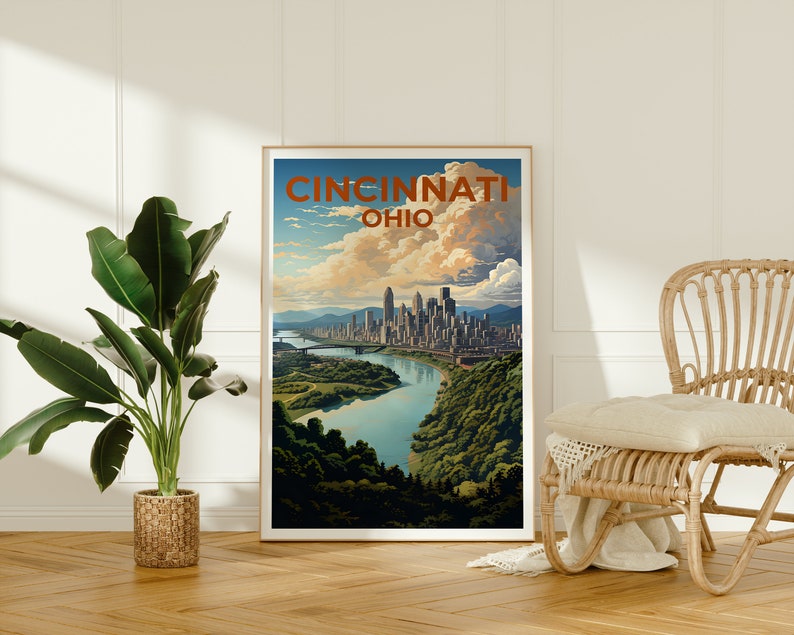 Cincinnati Travel Poster, Ohio Wall Art, Ohio Print, Cincinnati Poster, Cincinnati Poster, City Poster, Cincinnati Art