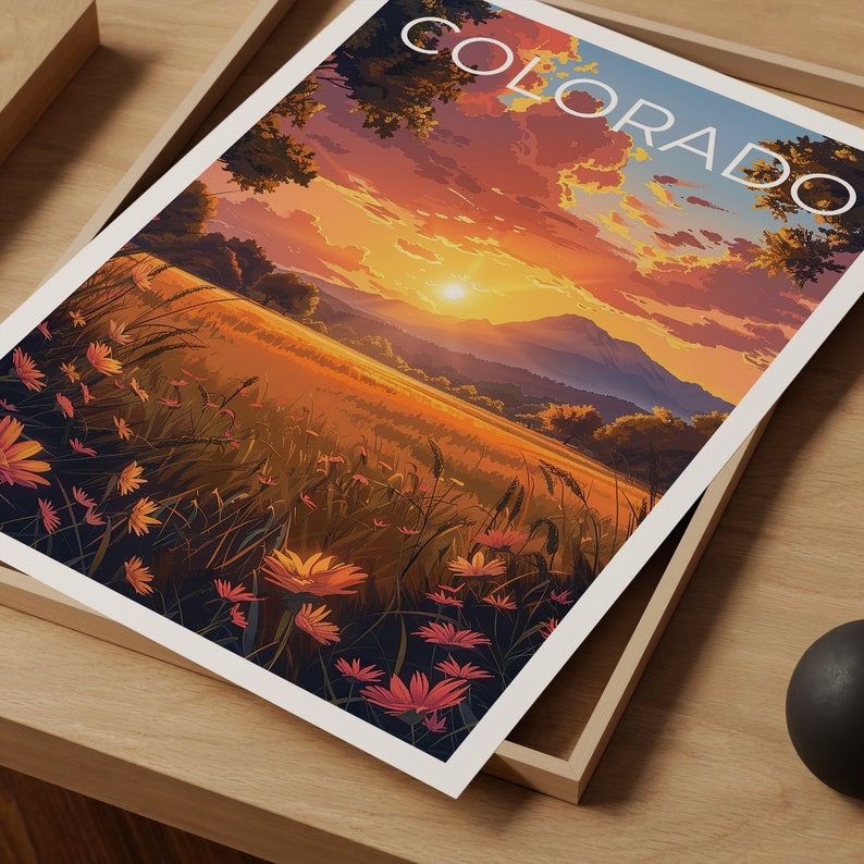 Colorado Poster, Colorado Druck, Colorado Kunst, Berg Druck, Blumen Reise Poster, Rocky Mountains Poster, Bergkunst
