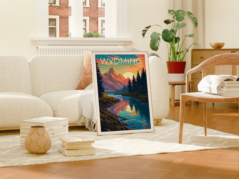 Wyoming Travel Poster, Mountains Wall Art, Mountains Print, Wyoming Poster, Mountains Poster, Wilderness Poster, Wyoming Art