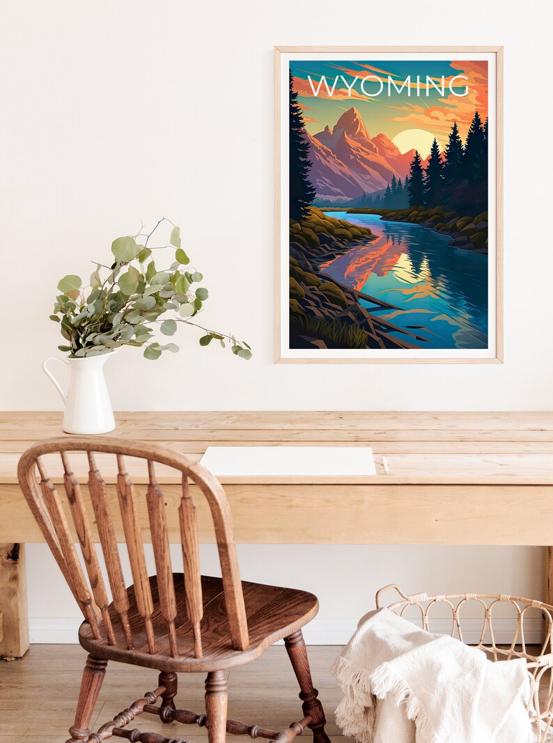 Wyoming Reiseposter, Berge Wandkunst, Berge Druck, Wyoming Poster, Berge Poster, Wildnis Poster, Wyoming Art