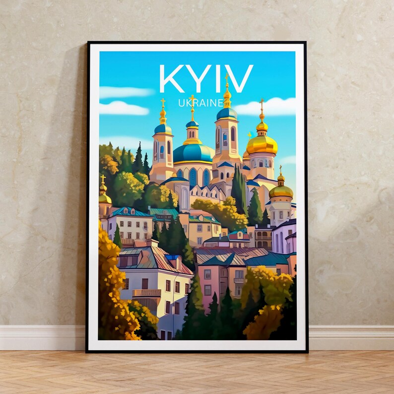 Affiche de voyage de Kiev, art mural de l'Ukraine, impression de Kiev, affiche de Kiev Ukraine, art de Kiev, affiche d'Europe, art d'affiche, décoration murale