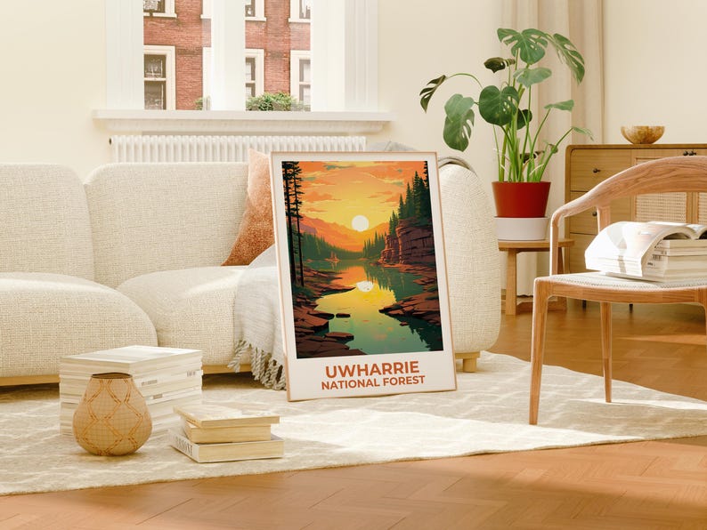 Uwharrie National Forest Travel Print North Carolina Poster Forest Wall Art Mountain Illustration Uwharrie Poster Home Decor Birthday Gift