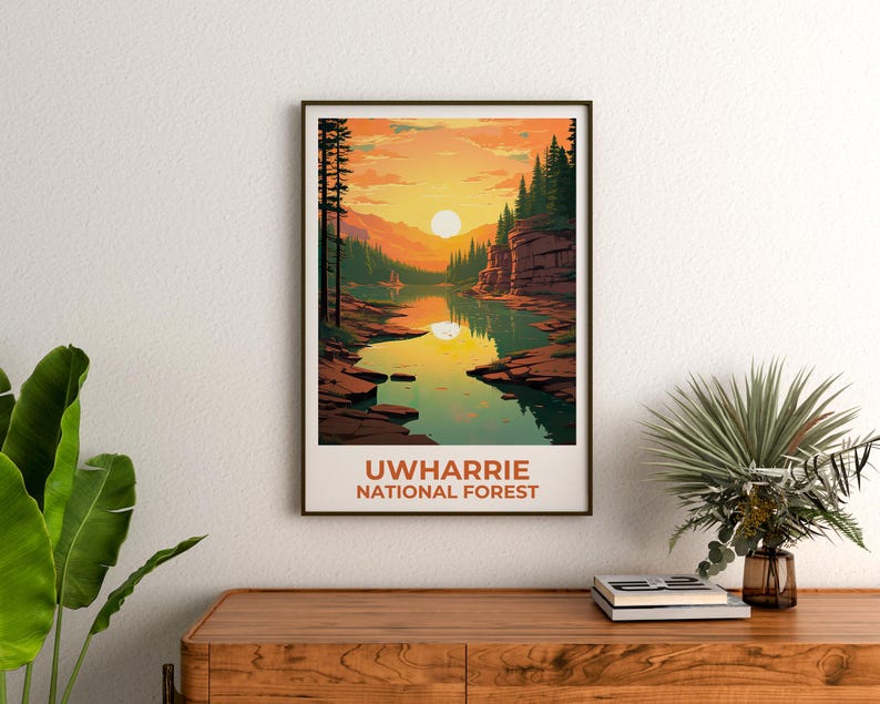 Uwharrie National Forest Travel Print North Carolina Poster Forest Wall Art Mountain Illustration Uwharrie Poster Home Decor Birthday Gift