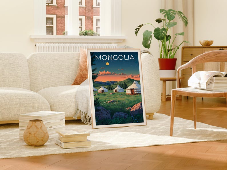 Mongolia Poster, Yurt Print, Mongolia Art, Mongolia Ger Print, Asia Poster, Mongolia Gift, Asia Print