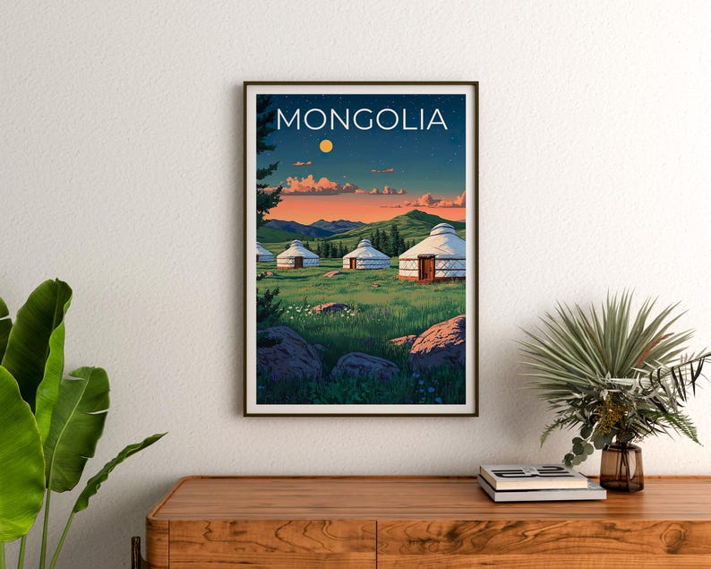 Mongolia Poster, Yurt Print, Mongolia Art, Mongolia Ger Print, Asia Poster, Mongolia Gift, Asia Print