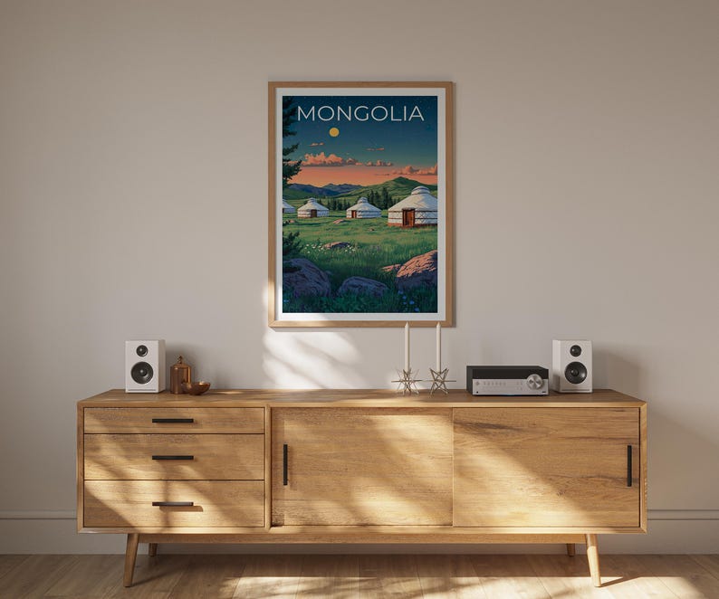 Mongolia Poster, Yurt Print, Mongolia Art, Mongolia Ger Print, Asia Poster, Mongolia Gift, Asia Print